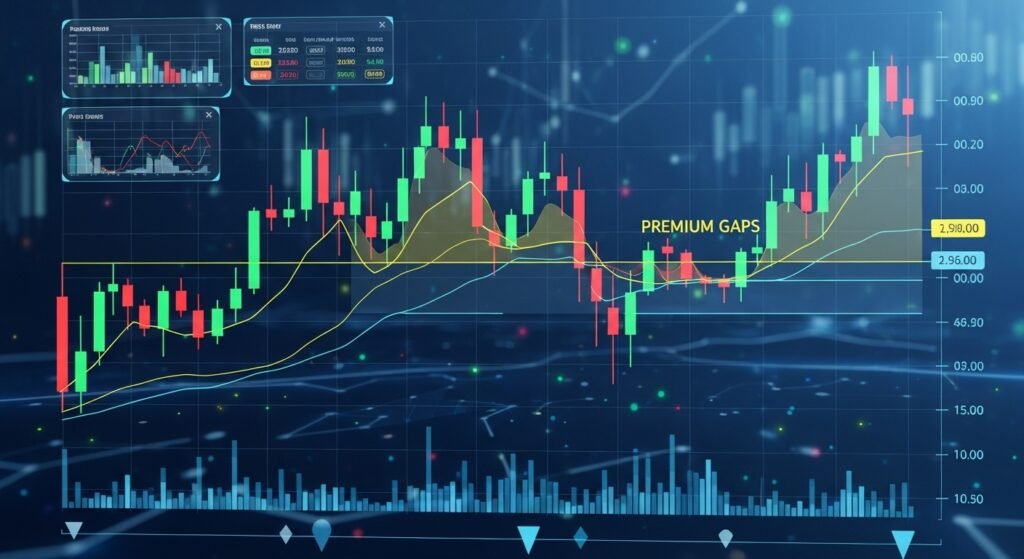한국 거래소와 해외 거래소 간의 가격 차이를 보여주는 실시간 프리미엄 변동 그래프